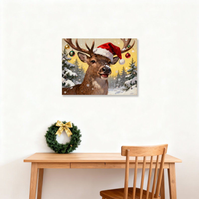 Art mural sur toile, scène de cerf, H 12 po x l 18 po
