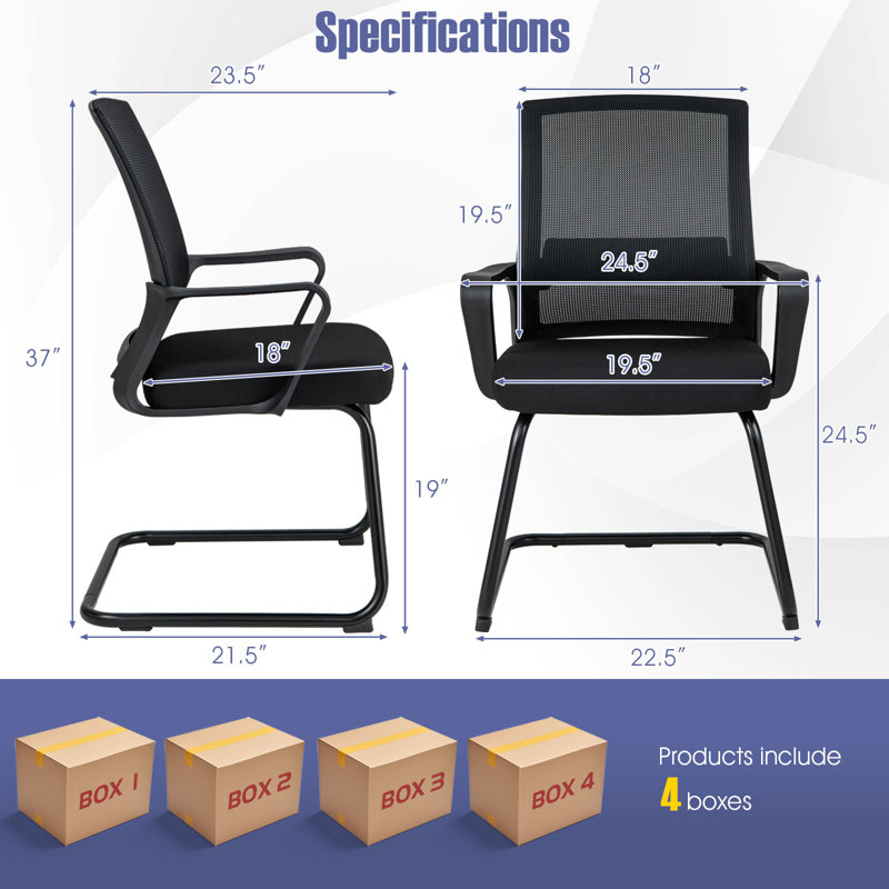 Inbox Zero 8 PCS Fauteuil de bureau en filet avec dossier lombaire