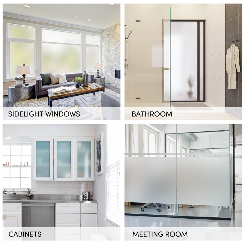 Frosted Privacy Non-Wall Damaging Window Decal, 17.5" H x 78" W