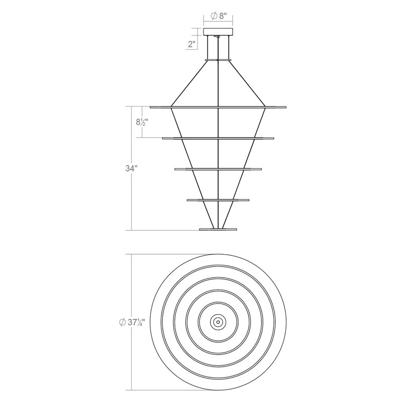 Arctic Rings 5 - Light LED Chandelier, Satin Black