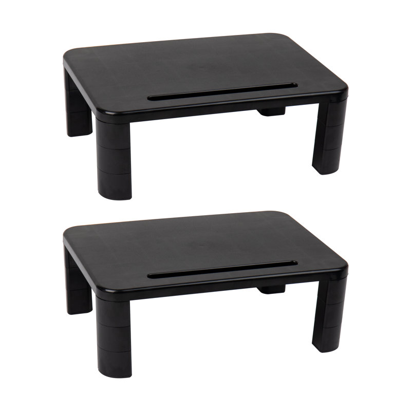Adjustable Black Plastic Monitor Stands, Set of 2