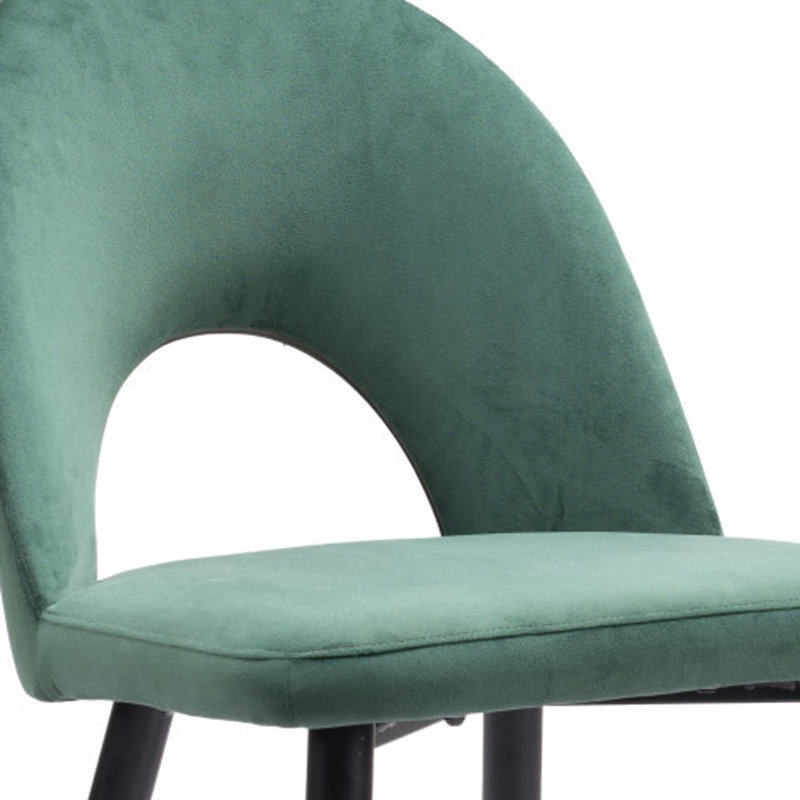 Ensemble de deux chaises d'appoint à dossier ouvert en velours vert et noir, Vert