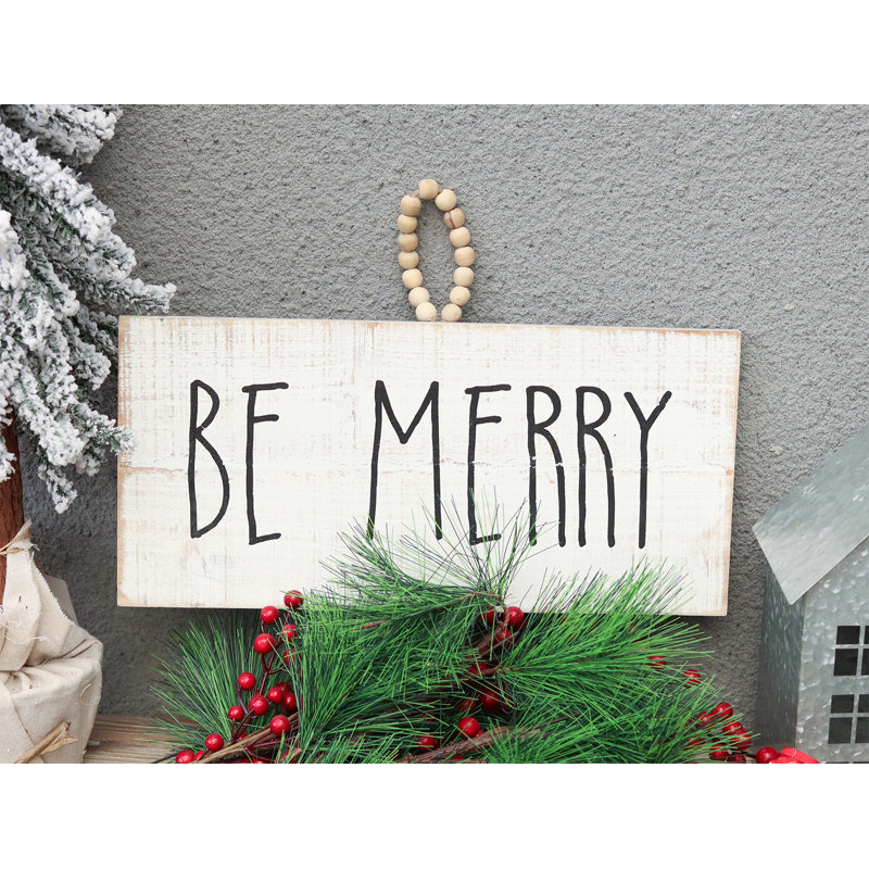 Plaque murale en bois Be Merry