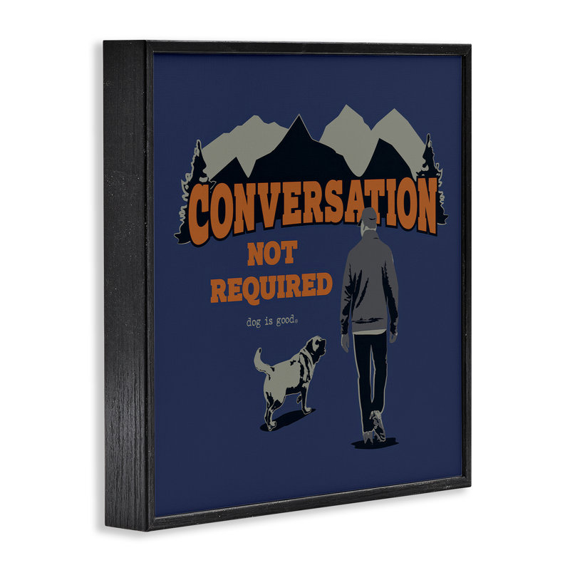 «Conversation Not Required», estampe numérique encadrée par Dog Is Good, H 12 po x l 12 po, Giclée encadrée noir minuit