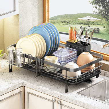 New in box dish rack over the sink dish drying rack stainless steel width  adjustable with removable folk spoon knife utensil holder Kitchen Counter  St for Sale in Whittier, CA - OfferUp
