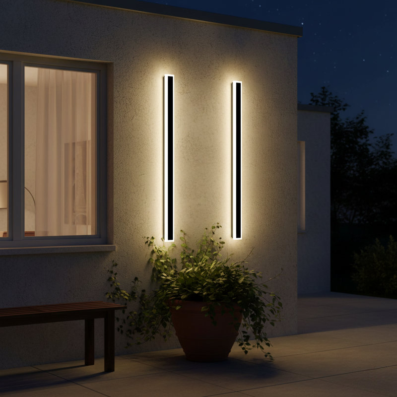 Set of 2 RGBW Rectangle Indoor/Outdoor Wall Lights, 40.5" H x 6.3" W x 1.7" D