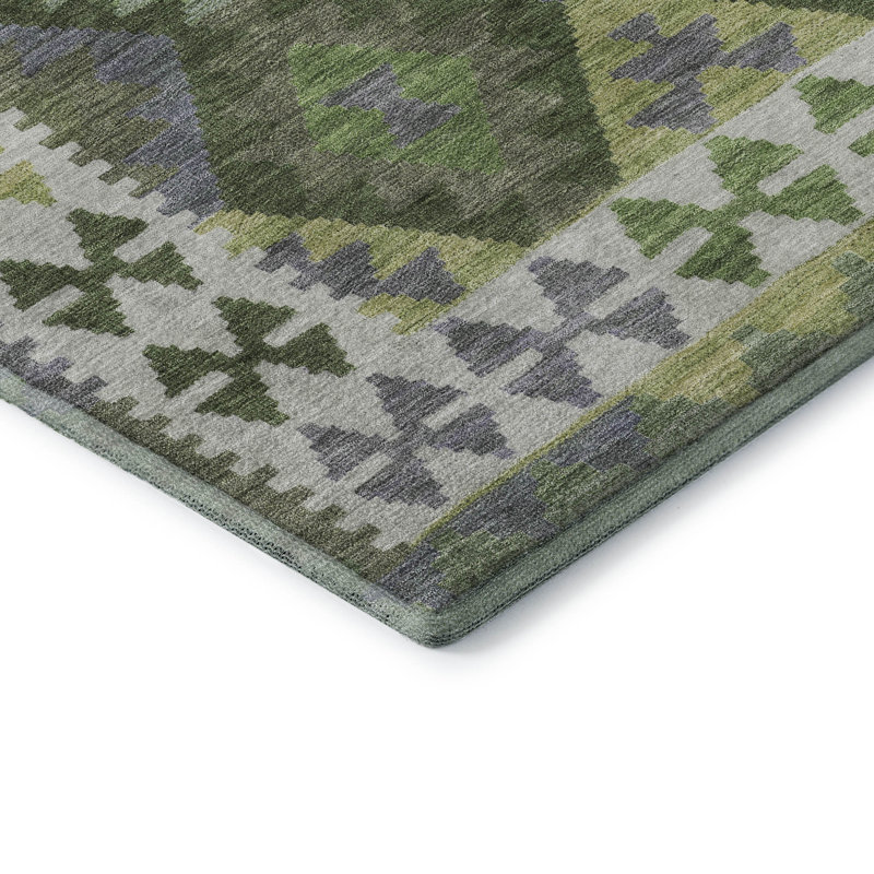 Premium Machine Washable Mayfield AMF1915 Tribal Rug, Round 8'