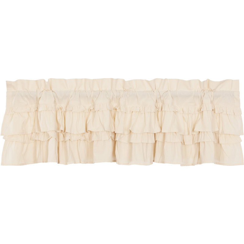 Bremen Cotton Ruffled Window Valance, 16" W x 60" L, Natural