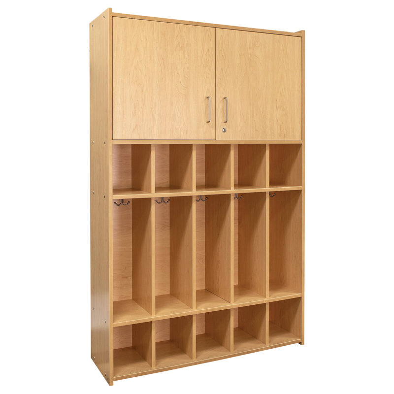 Casier d'école en stratifié pour plancher à 5 sections Tot Mate, Non, Érable