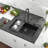 Black Quartz Composite Drop-In Kitchen Sink 33x22 Inch – Commercial Grade, Thickened Quartz, Anti-Fade