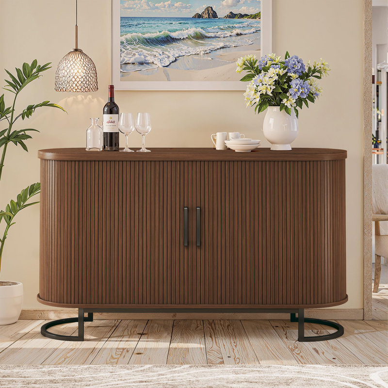 Buffet de 54 po avec tablettes réglables, H 30,3 po x l 54,3 po x P 15,7 po, Marron foncé