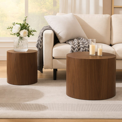 Table basse ronde à tambour gigogne pour salon, chambre à coucher sans assemblage