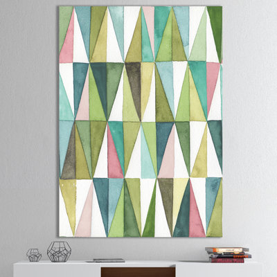 Mixed Green Geometric Pattern II - Wrapped Canvas Painting Print