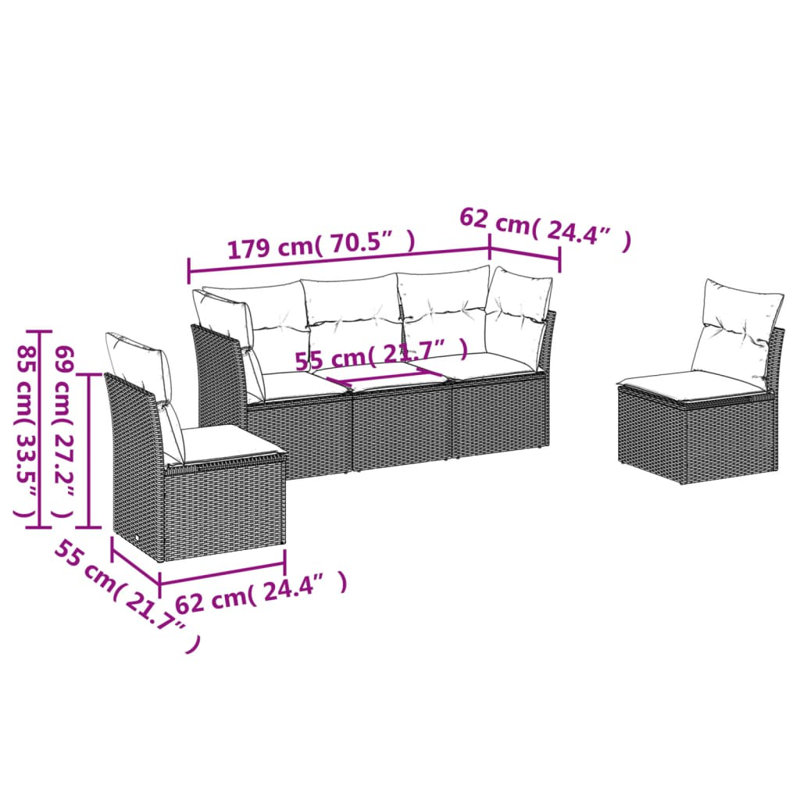 Ensemble de canapé de jardin Vidaxl