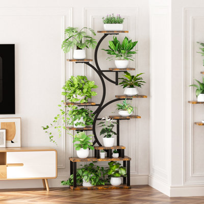 10 supports à plantes avec 5 lumières de culture Spectrum, support en coin en forme de S pour la présentation de la maison, construction et entretien facile Grand jardinage intérieur réglable de 68,5 pouces dans la chambre à coucher, tablettes en métal
