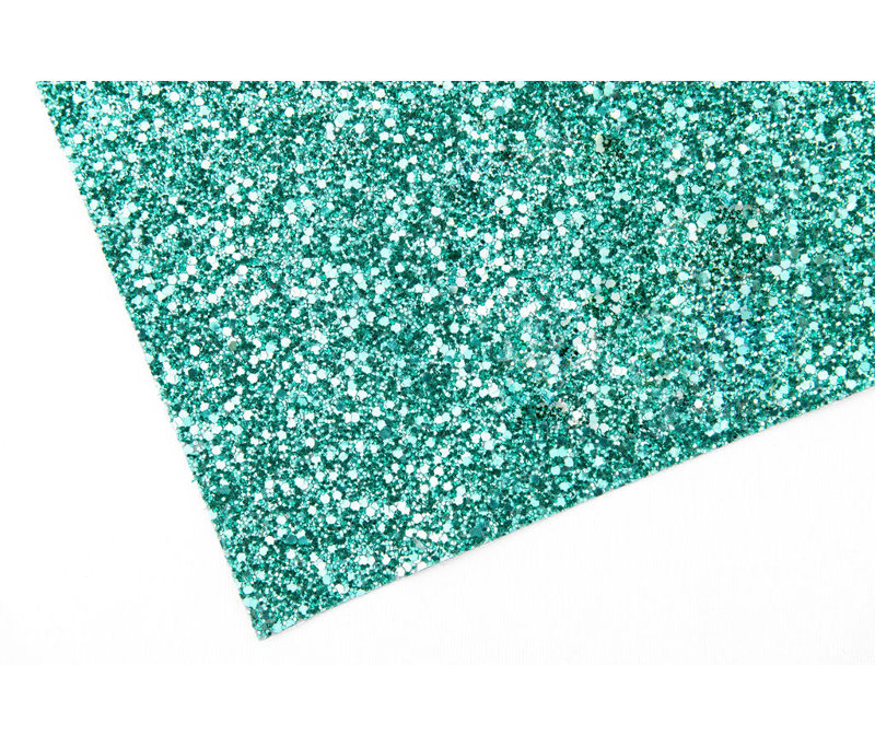Papier peint à paillettes de 55 po Crawford Aquamarine - vendu à la verge, Turquoise