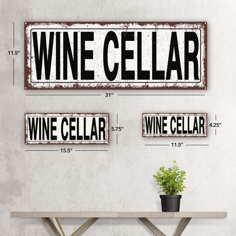 «Wine Cellar» sur métal, H 5,75 po x l 15,5 po