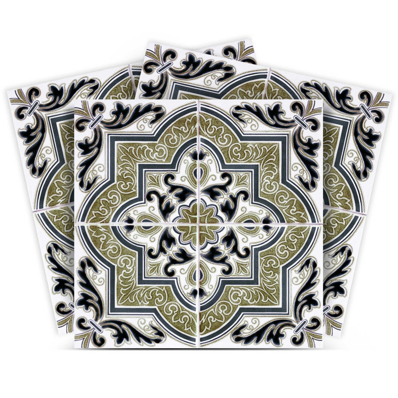 Carrelage à peler et à coller amovible vert olive 12 po x 12 po