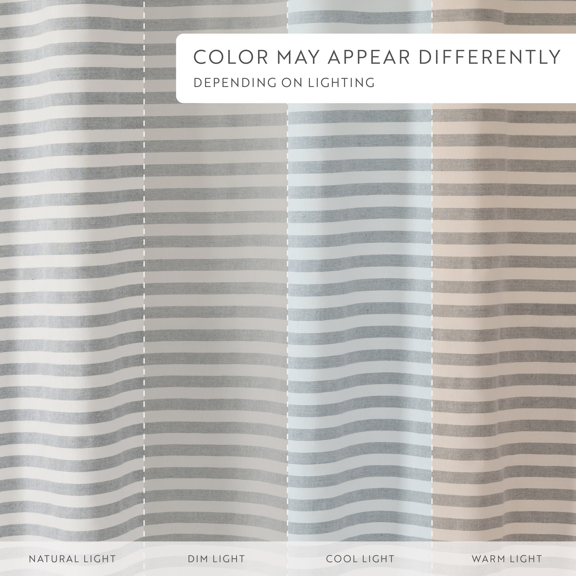 Cotton Blend Shower Curtains, Navy Striped
