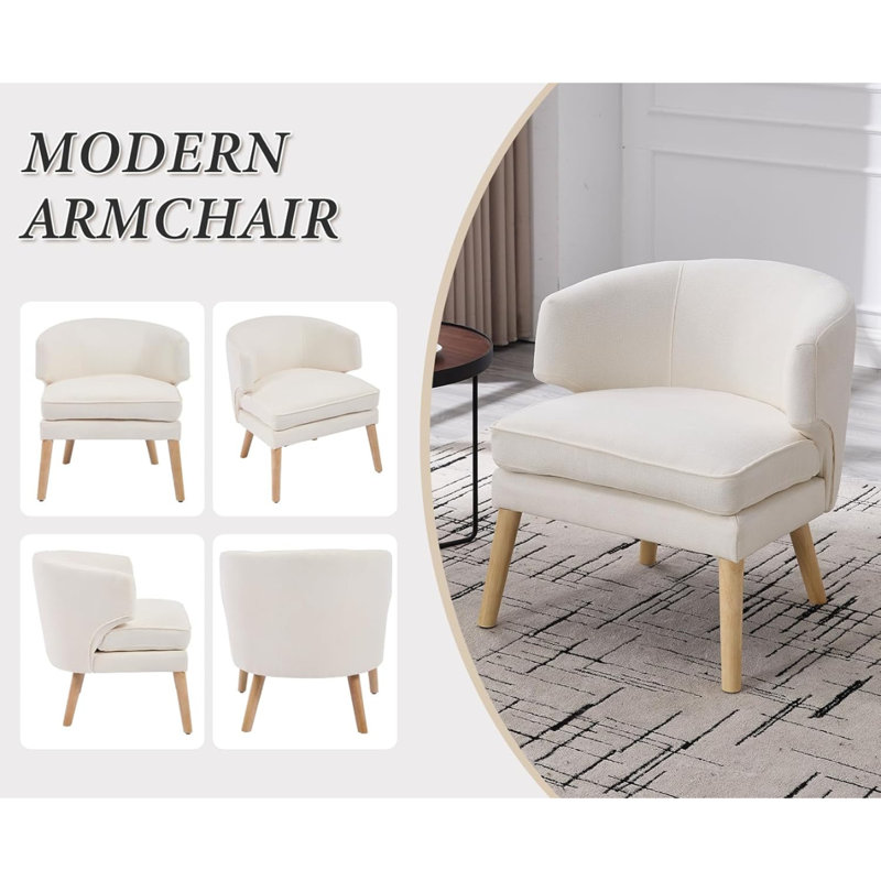 Upholstered Side Chair, Beige Chenille