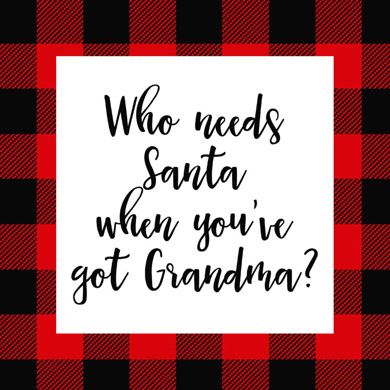 «Who Needs Santa When You Have Grandma», H 12 po x l 12 po