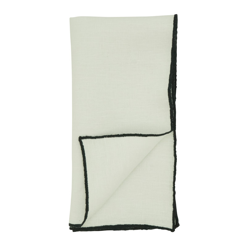 Set of 4 Dartmouth Linen No Pattern Square Napkins, Black