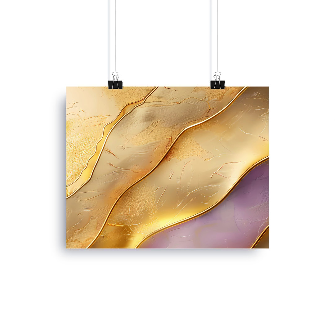 Abstract Wall Art, Metallic Gold Purple Canvas, Flowing Fabric Print, Modern Home Decor, Wrapped Canvas Art, Horizontal Vertical Art