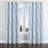 Modern Curtains for bedroom - Abstract Wavy Line Silver Blue Grommet Curtain - 1 Panel-404597834-404597838