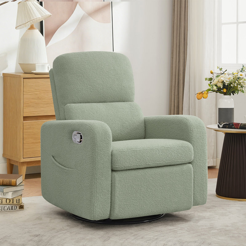  Fauteuil inclinable, pivotant et oscillant de 36 po avec accoudoirs plus larges et double poche Reiby, Ours en peluche vert