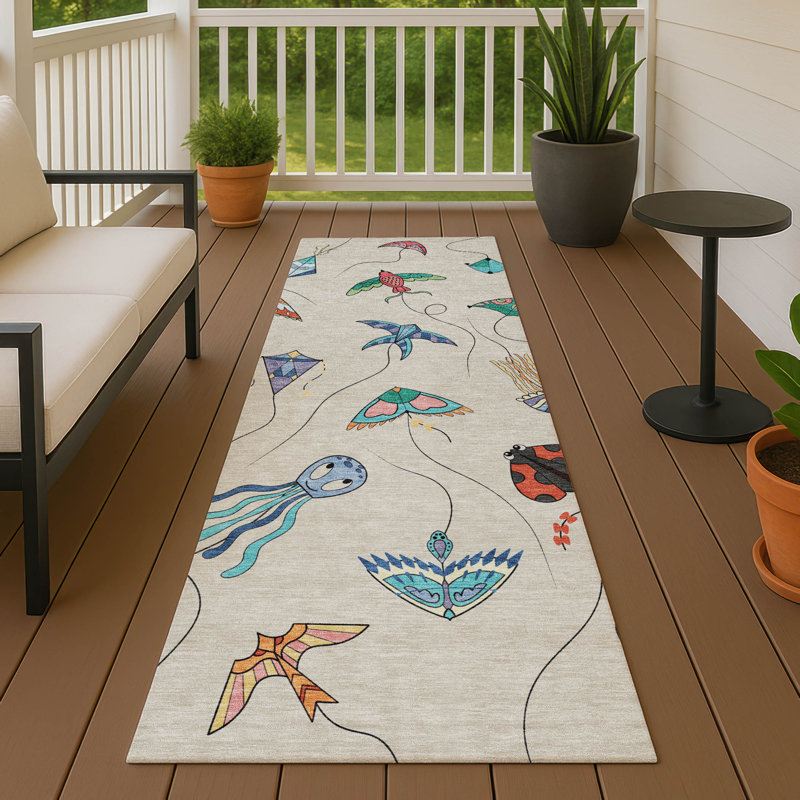 Machine Washable Indoor/Outdoor Chantille ACN2659 Kids Rug, 2'3" x 7'6" Runner, Beige