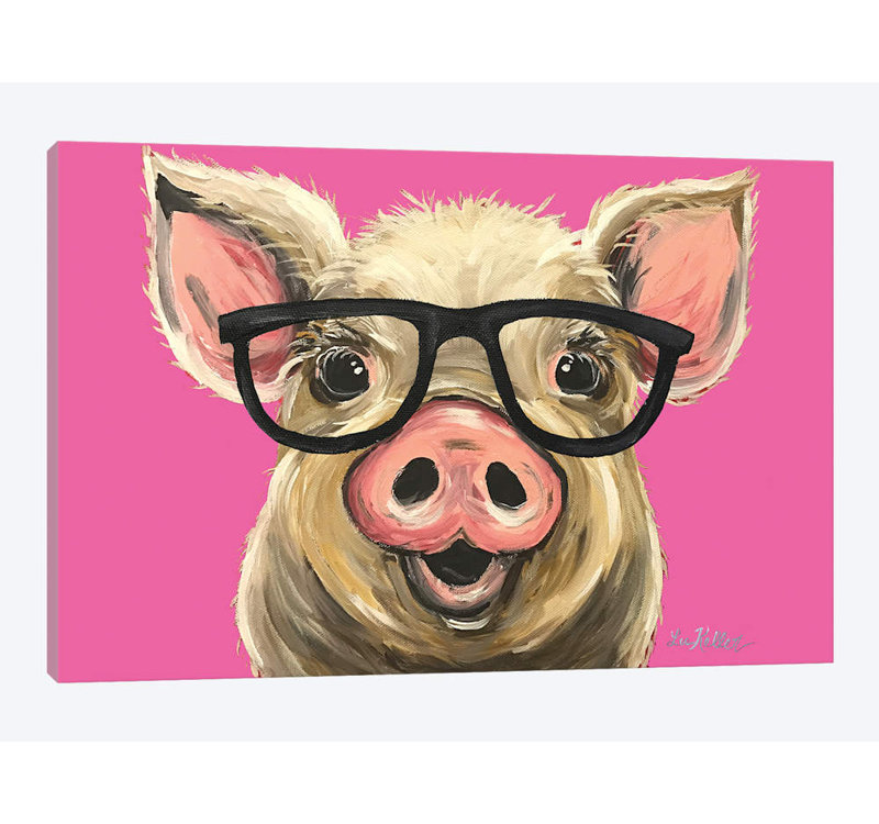 «Rosey the Pig With Glasses» par Hippie Hound Studios, impression sur toile tendue, H 8 po x l 12 po x P 0,75 po