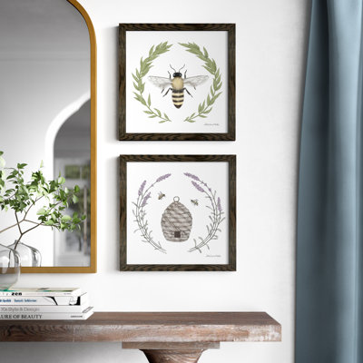 Cavid Kathie Lee «Happy to Bee Home I», ensemble de 2 reproductions d'art sur papier encadré