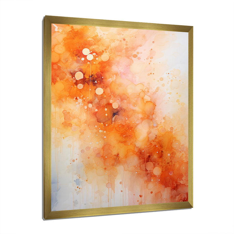 Tangerine Tango II - Paysage abstrait, impressions sur toile, Encadrement doré, H 32 po x l 16 po x P 1 po