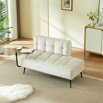 Canapé 54 po à deux places en velours moderne avec dossier et table d'appoint rotative à 360 ° avec repose-pieds, banc multi-usage, ensemble de bureau et chaise, conception compacte pour salon, chambre à coucher et appartement