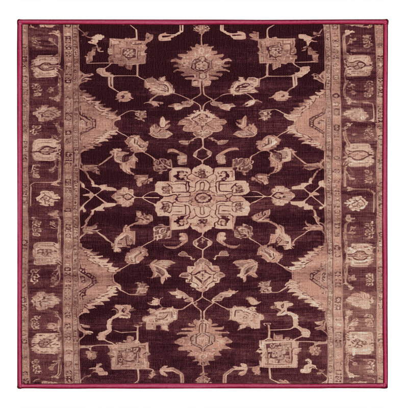 Tapis rouge lavé à la machine, Carré 3 pi