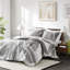 Édredon gris double / grand en coton botanique de 3, rembourrage et 2 taies décoratives, en coton, avec étiquette, lavable à la machine pour un entretien facile