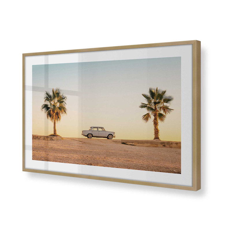 Imprimé coucher de soleil, Cadre doré brossé, H 12,25 po x l 15,25 po x P 1,25 po