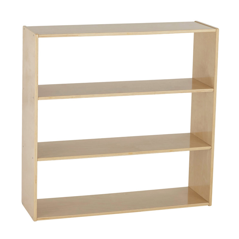 Natural Lacquered 36" Kids' Birch Wood 3-Shelf Storage Cabinet