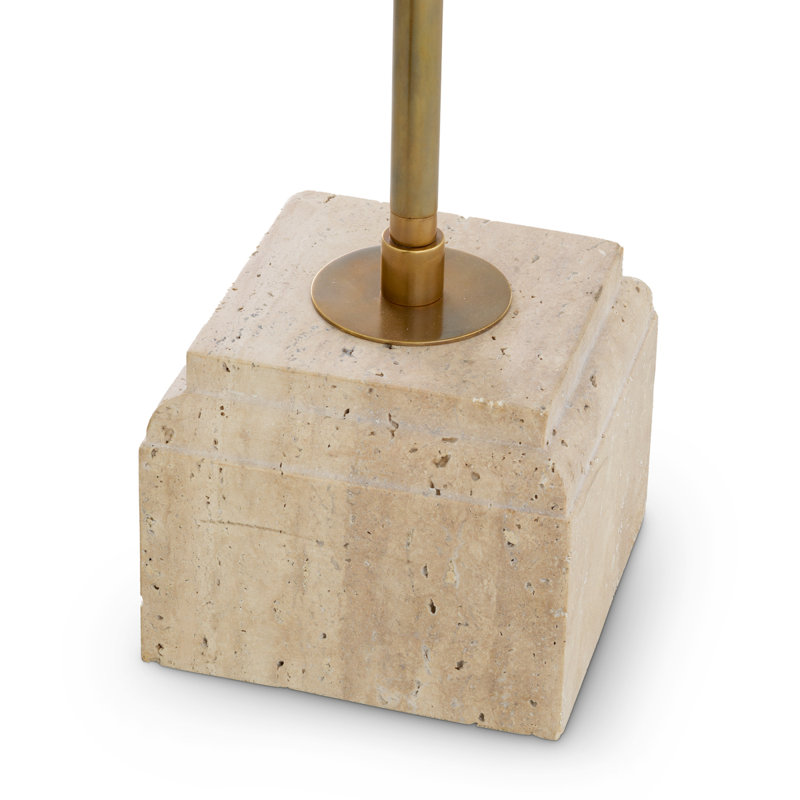 Table Lamp Rialta travertine vintage brass finish incl shade