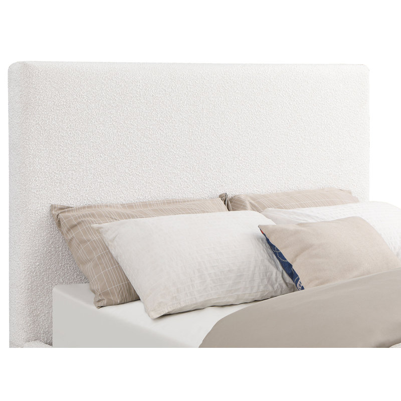 Boucle Upholstered Wingback Platform Bed, Queen, Cream