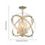 Lustre en cristal doré à 4 lumières sphériques encastrées, abat-jour en forme de sphère industrielle avec abat-jour en forme de goutte d'eau, luminaire suspendu réglable pour la salle à manger