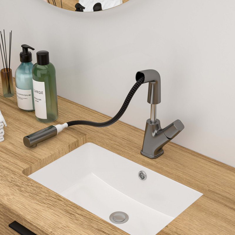 Robinet de lavabo de salle de bain escamotable avec trois modes d'eau, Gunmetal Black