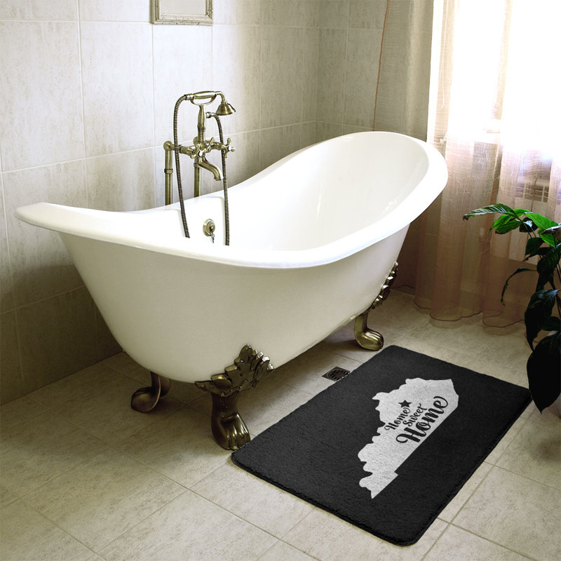 Tapis rectangulaire antidérapant pour salle de bain, L 17 po x L 21 po, Orange, Home Sweet Home Lexington