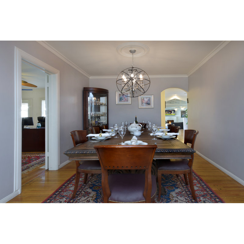 Trishia 6 - Light Dimmable Globe Chandelier, Anthracite/Polished Nickel