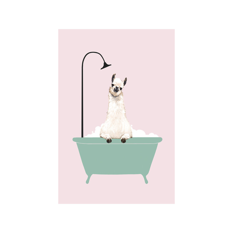 Llama Enjoying Bubble Bath by Big Nose Work - Print on Canvas, 20.32 cm H x 30.48 cm W, No Frame