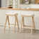 26.8"H Solid Wood Backless Counter Stool With Linen Upholstered Seat