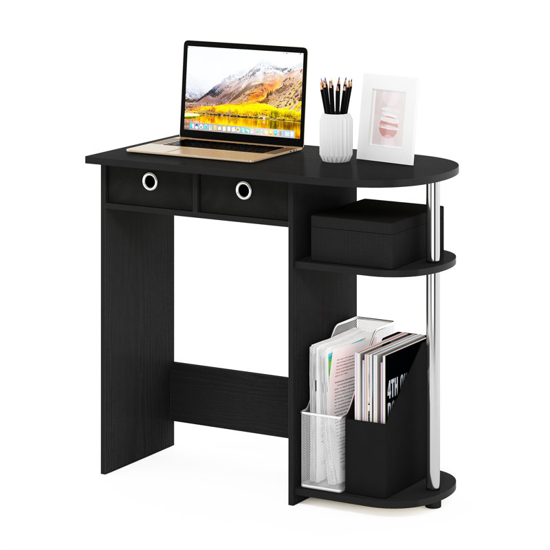 Julia Peninsula Home Laptop Notebook Computer Desk/Table, Americano/Stainless Steel