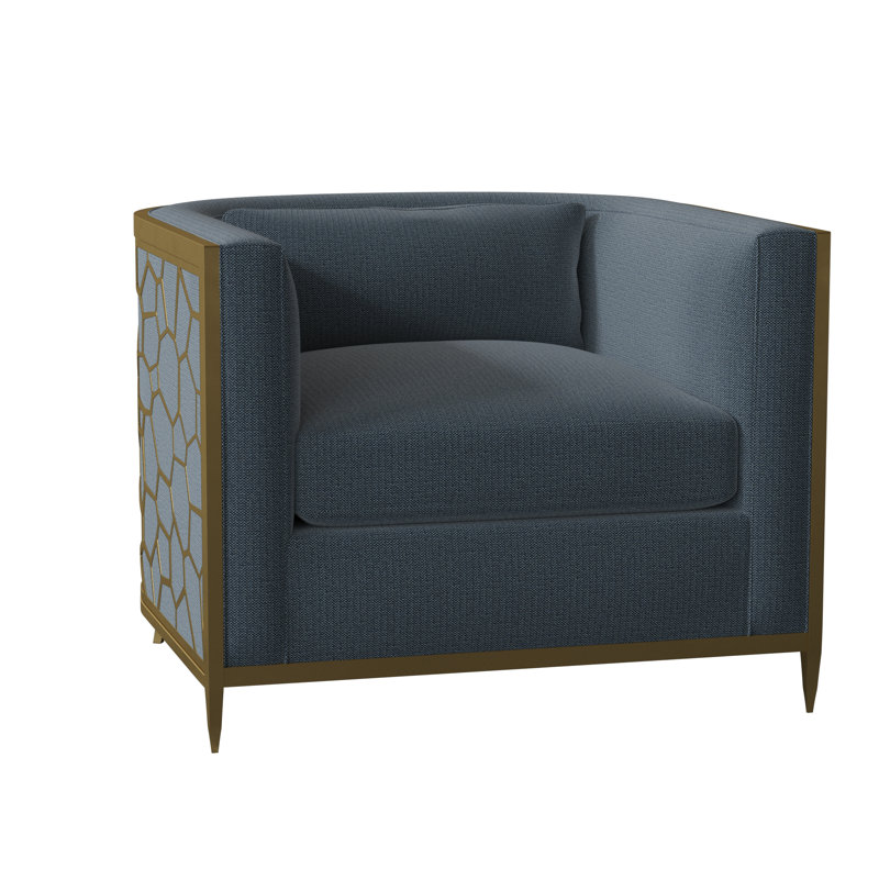 Caracole Upholstery Barrel Chair, Off-white Linen, Gold