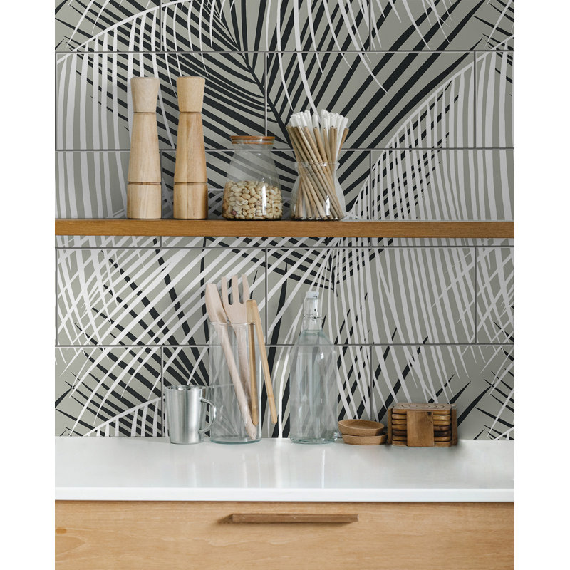 18' L x 27" W  Peel and Stick Wallpaper Roll, Ebony/Fieldstone