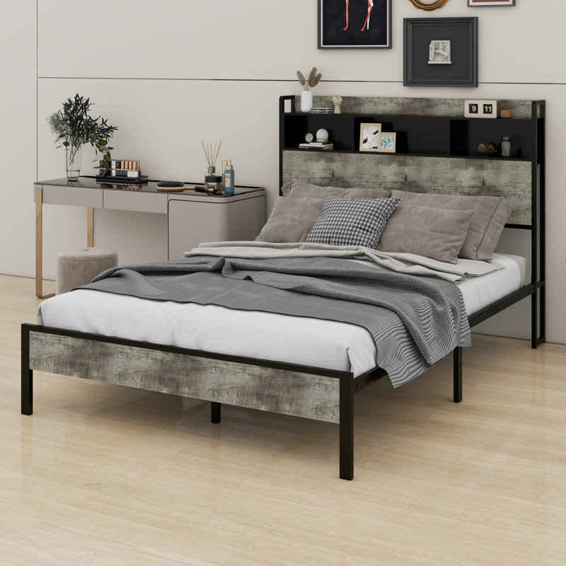 Lit plateforme avec rangement et accessoires, Double 